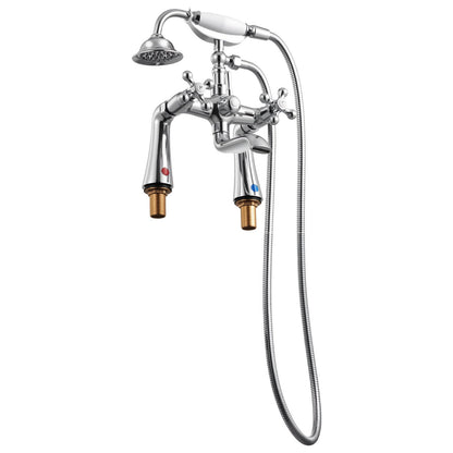 Clawfoot Tub Faucet, Deck Mount Bathtub Faucets with Handheld Shower, Vintage Polished Chrome Clawfoot Tub Filler Faucet Shower Kit with 360° Rotation Spout & 59-inch Long Hose for Bathtubs