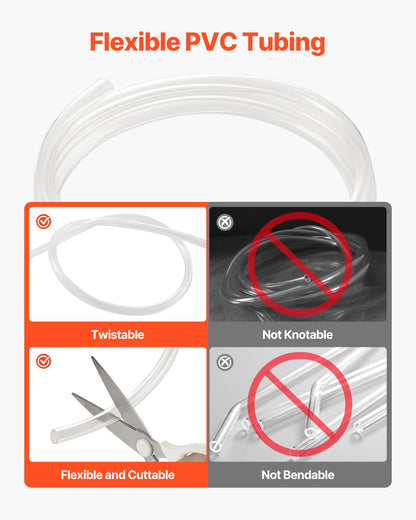 Clear Vinyl Tubing, 1/2" ID x 5/8" OD, 10FT Plastic PVC Tubing, Flexible and Cuttable Clear Hose, 1/16 in Wall Thickness, High-strength PVC Material for Aquarium Irrigation Swimming Pool Lab