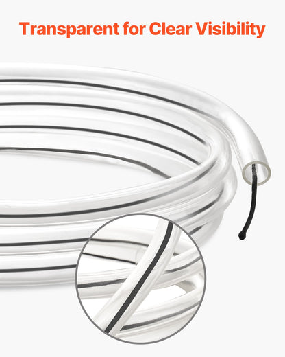 Clear Vinyl Tubing, 1/2" ID x 5/8" OD, 10FT Plastic PVC Tubing, Flexible and Cuttable Clear Hose, 1/16 in Wall Thickness, High-strength PVC Material for Aquarium Irrigation Swimming Pool Lab