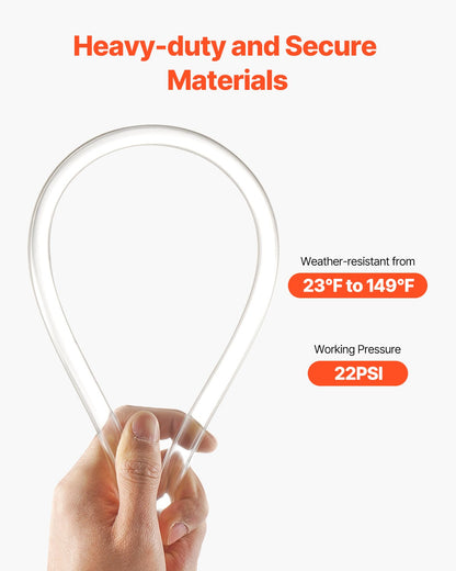 Clear Vinyl Tubing, 1/2" ID x 5/8" OD, 10FT Plastic PVC Tubing, Flexible and Cuttable Clear Hose, 1/16 in Wall Thickness, High-strength PVC Material for Aquarium Irrigation Swimming Pool Lab