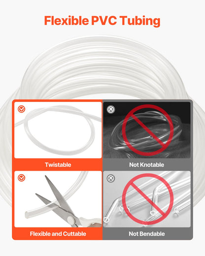 Clear Vinyl Tubing, 3/8" ID x 1/2" OD, 50FT Plastic PVC Tubing, Flexible and Cuttable Clear Hose, 1/16 in Wall Thickness, High-strength PVC Material for Aquarium Irrigation Swimming Pool Lab