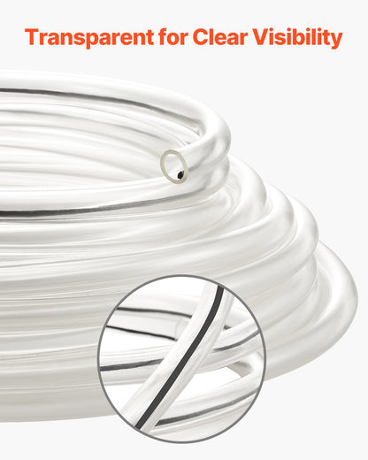 Clear Vinyl Tubing, 3/8" ID x 1/2" OD, 50FT Plastic PVC Tubing, Flexible and Cuttable Clear Hose, 1/16 in Wall Thickness, High-strength PVC Material for Aquarium Irrigation Swimming Pool Lab