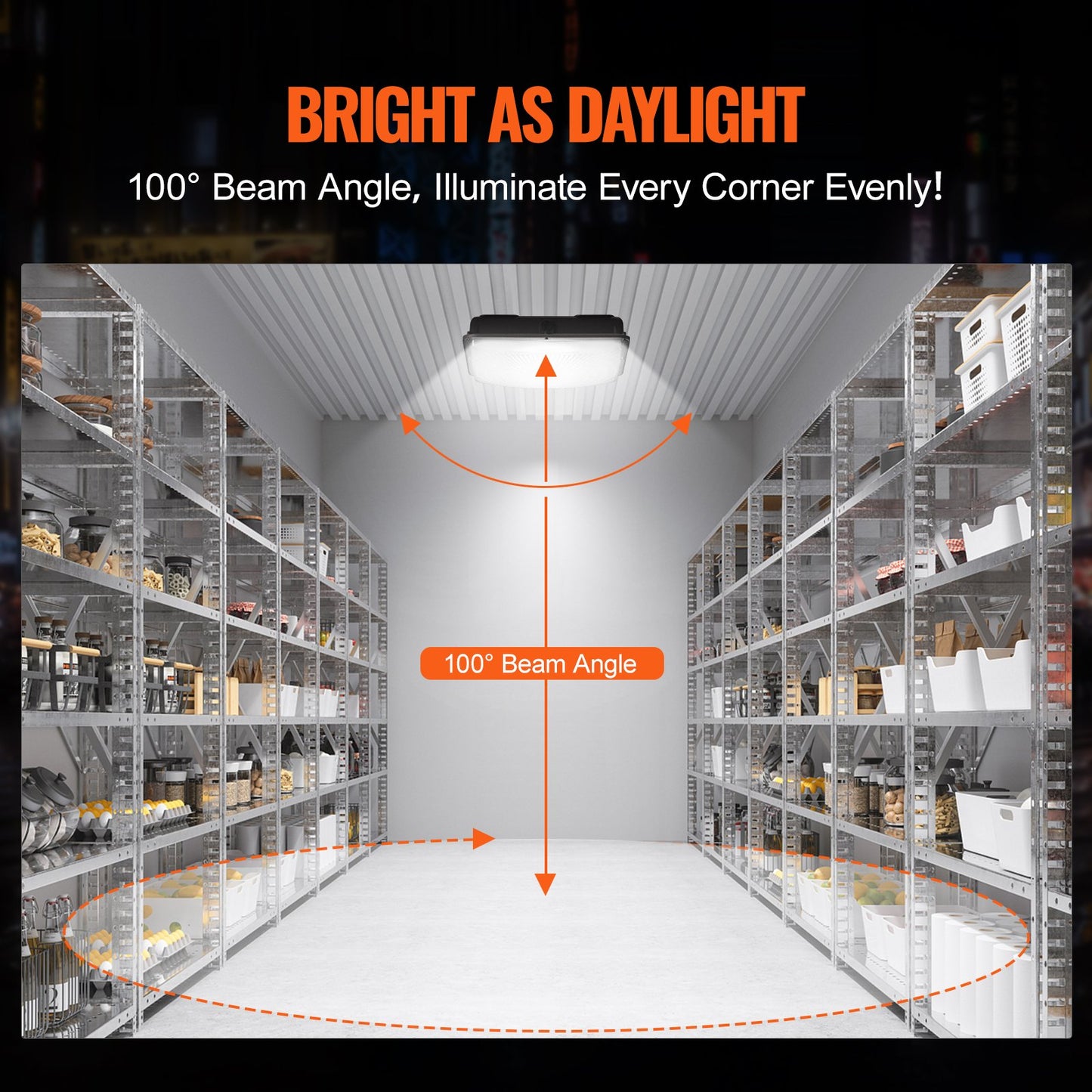 LED-Überdachungsleuchte, 150 W, 16500 lm, 5000 K, Tageslicht, Außenüberdachungsbeleuchtung, IP65