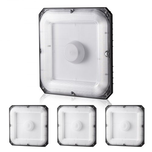4 Pack LED Canopy Lights, 80W, 8800LM 5000K Daylight Commercial Industrial Outdoor Canopy Lights, 10.08"x10.08" Surface Mount Ceiling Lighting for Gas Station Warehouse Garage Street Shop, IP65