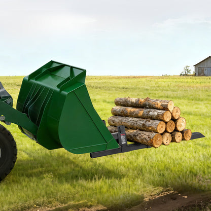 Pallet Forks, 2000 lbs Clamp on Pallet Forks, 43-Inch Total Length Heavy-Duty Tractor Fork with Adjustable Stabilizer Bar for Tractor Attachments, Loader Bucket, and Skid Steer, Black