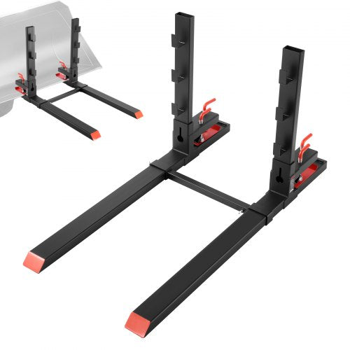 Pallet Forks, 4000 lbs Clamp on Pallet Forks, 60-Inch Total Length Heavy-Duty Tractor Fork with Anti-Tilt Bar & Adjustable Stabilizer Bar, Fit for Loader Bucket Skid Steer Tractor, Black