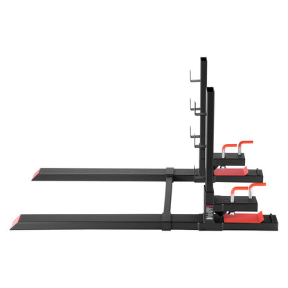 Pallet Forks, 4000 lbs Clamp on Pallet Forks, 60-Inch Total Length Heavy-Duty Tractor Fork with Anti-Tilt Bar & Adjustable Stabilizer Bar, Fit for Loader Bucket Skid Steer Tractor, Black