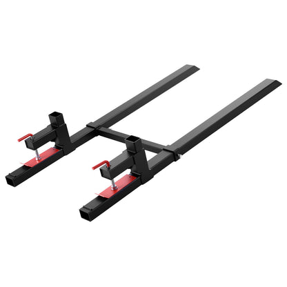 Pallet Forks, 2000 lbs Clamp on Pallet Forks, 60-Inch Total Length Heavy-Duty Tractor Fork with Adjustable Stabilizer Bar for Tractor Attachments, Loader Bucket, and Skid Steer, Black