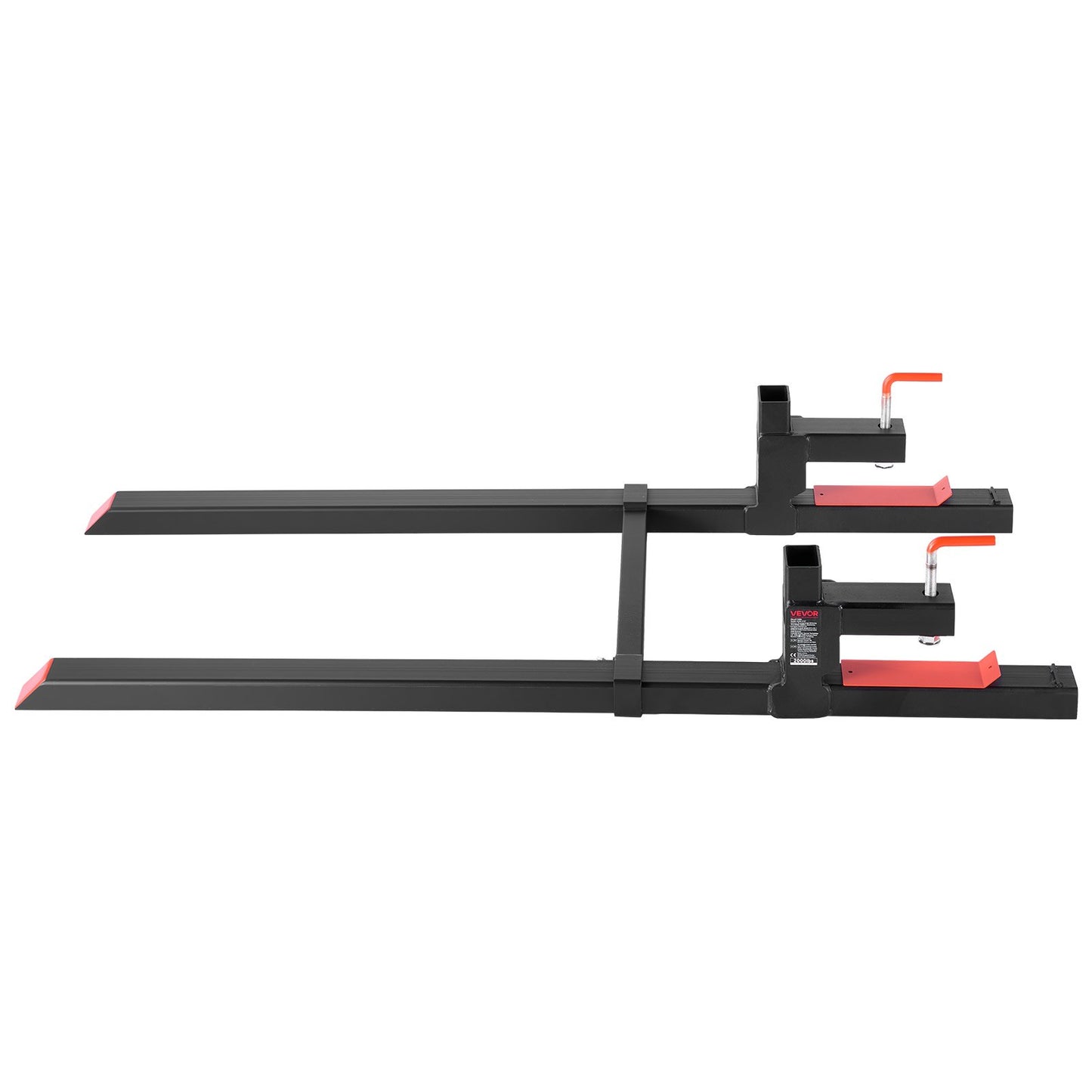 Pallet Forks, 2000 lbs Clamp on Pallet Forks, 60-Inch Total Length Heavy-Duty Tractor Fork with Adjustable Stabilizer Bar for Tractor Attachments, Loader Bucket, and Skid Steer, Black