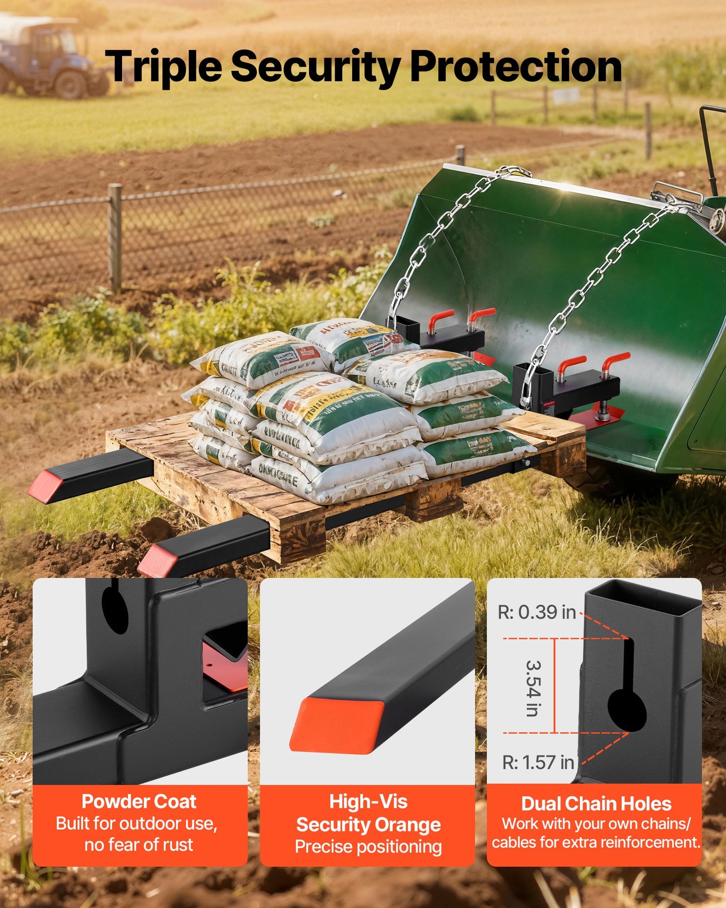 Pallet Forks, 4000 lbs Clamp on Pallet Forks, 60-Inch Total Length Heavy-Duty Tractor Fork with Adjustable Stabilizer Bar for Tractor Attachments, Loader Bucket, and Skid Steer, Black