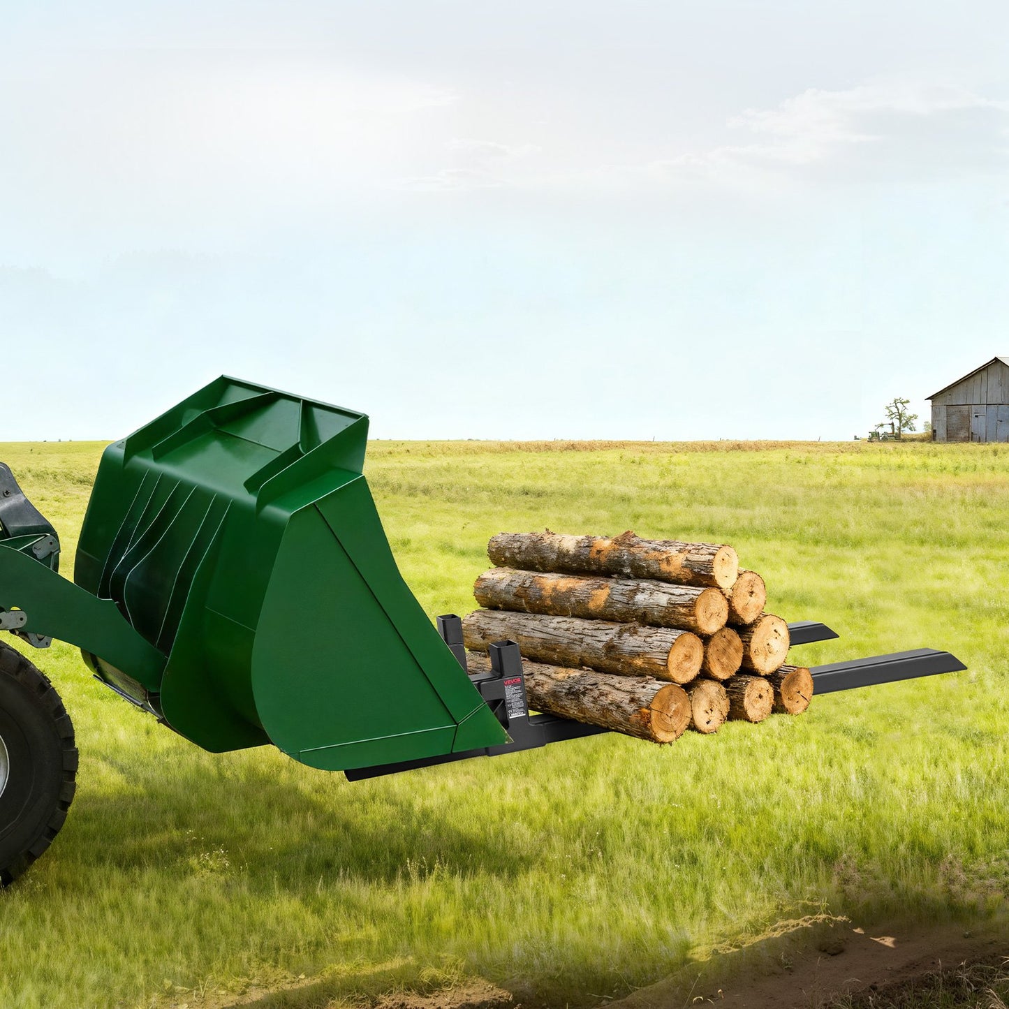 Pallet Forks, 4000 lbs Clamp on Pallet Forks, 60-Inch Total Length Heavy-Duty Tractor Fork with Adjustable Stabilizer Bar for Tractor Attachments, Loader Bucket, and Skid Steer, Black