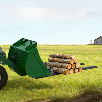 Pallet Forks, 4000 lbs Clamp on Pallet Forks, 60-Inch Total Length Heavy-Duty Tractor Fork with Adjustable Stabilizer Bar for Tractor Attachments, Loader Bucket, and Skid Steer, Black