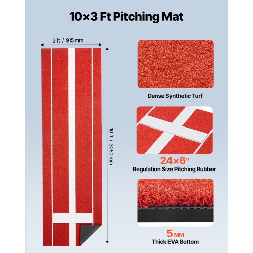 305x92cm Softballmatte Baseball Pitching Pitch für den Innen- und Außenbereich | EU