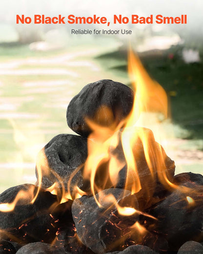 Lava Rocks, 1.2-2.0 inch 25 Pcs Fire Stones Lava Rocks For Fire Pit, Reusable Fire Pit Stones Indoor and Outdoor Use, Decorative Firepit Rocks for Propane/Gas Fireplace,Stove,Courtyard,Camping