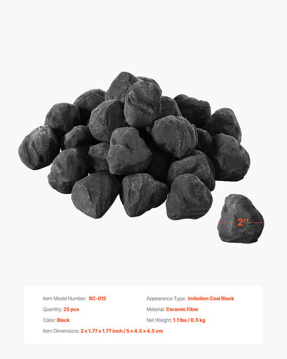 Lava Rocks, 1.2-2.0 inch 25 Pcs Fire Stones Lava Rocks For Fire Pit, Reusable Fire Pit Stones Indoor and Outdoor Use, Decorative Firepit Rocks for Propane/Gas Fireplace,Stove,Courtyard,Camping