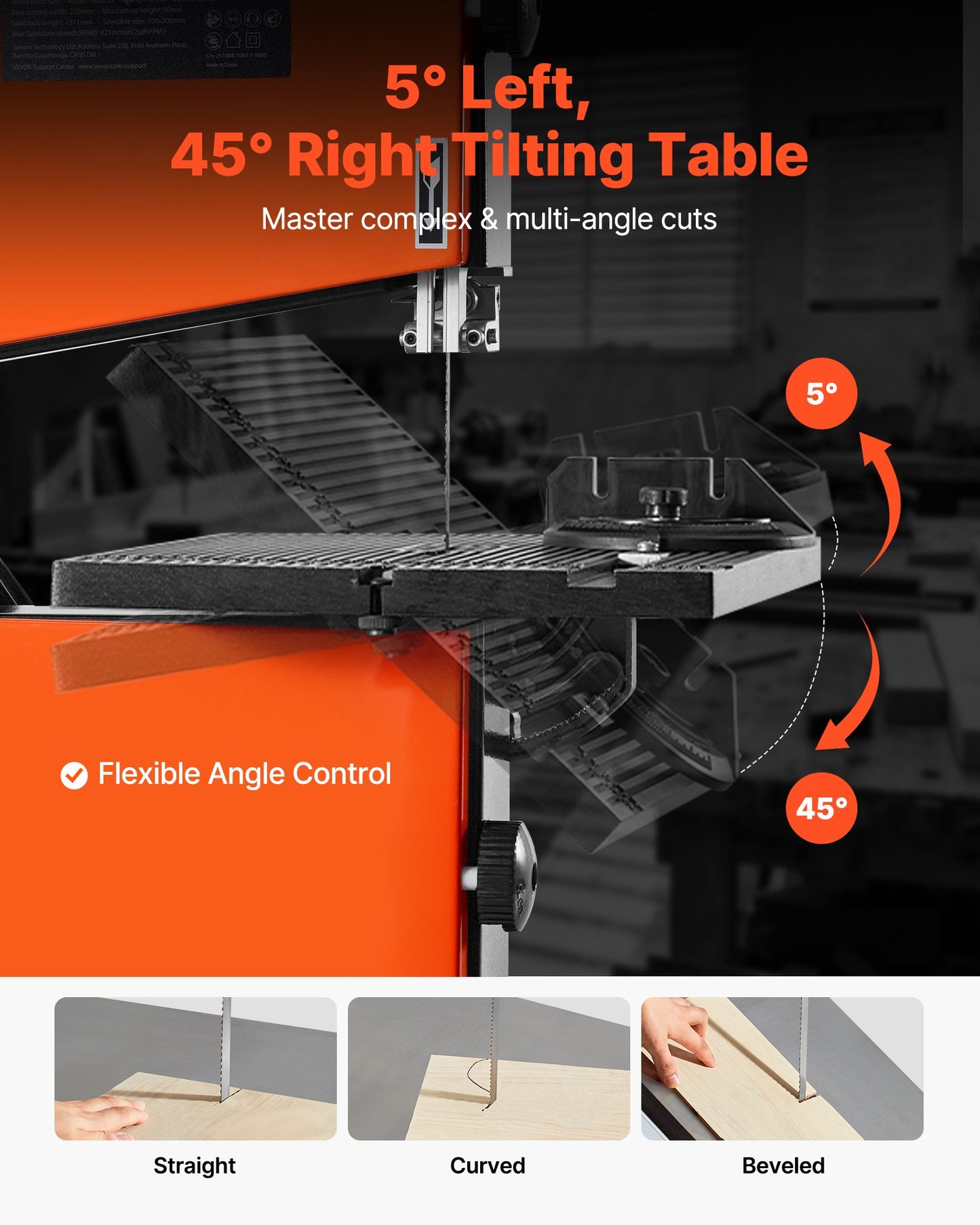 Band Saw, 9-Inch, Woodworking Benchtop Bandsaw with 1/2 HP Motor, 3.5-Inch Max Cutting Height, 11.8 x 11.8 in Cast Aluminum Table, 0-45° Tilting Range, with Miter Gauge, Fence, for Woodworking