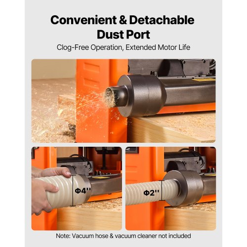 Tjocklekshyvel, 330 mm brett arbetsbord, elektrisk träbearbetningshyvel, spiralformad skärhuvud med 24 skär, 2000W 23500 RPM kraftfull motor, en hastighet, för hårda och mjuka trämaterial |  EU