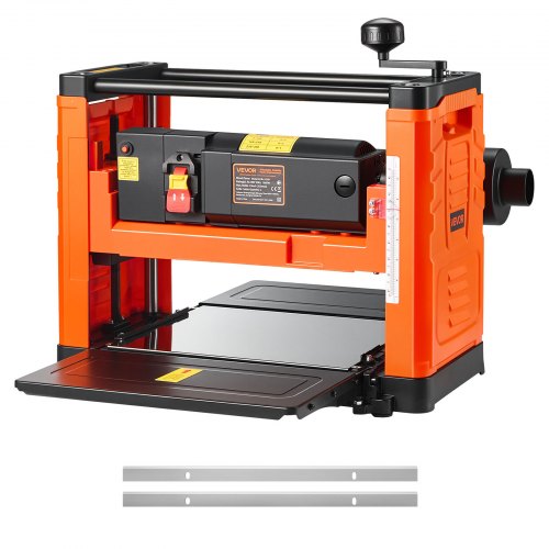 Thickness Planer, Two-Blade, 13-Inch Width Worktable Power Benchtop Planer, 1800W 23500 RPM Powerful Motor, Dual Rollers, Over Protection, Single Speed Woodworking, for Hard & Soft Wood Material