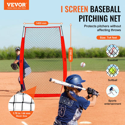 I-Screen Baseball für Batting Cage, 2,1 x 1,2 m Baseball- und Softball-Sicherheitsscreen, tragbarer Batting Screen mit Körperschutz, Tragetasche und Bodenpfählen, Baseball-Pitching-Netz zum Schutz der Pitcher