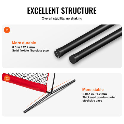 I-Screen Baseball für Batting Cage, 2,1 x 1,2 m Baseball- und Softball-Sicherheitsscreen, tragbarer Batting Screen mit Körperschutz, Tragetasche und Bodenpfählen, Baseball-Pitching-Netz zum Schutz der Pitcher