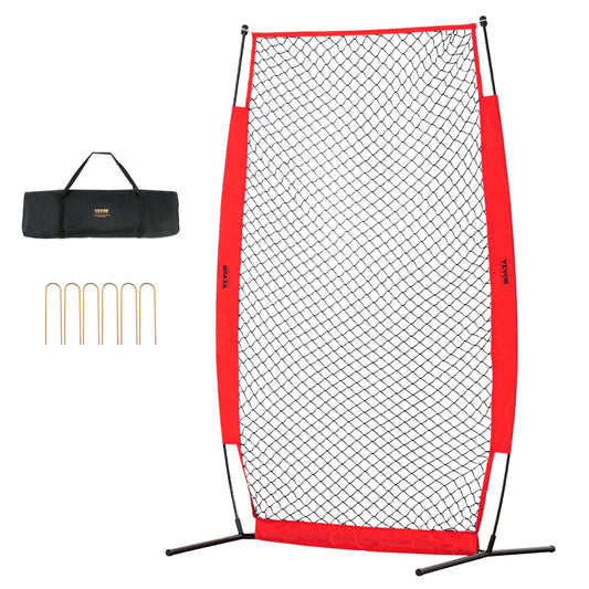 I-Screen Baseball für Batting Cage, 2,1 x 1,2 m Baseball- und Softball-Sicherheitsscreen, tragbarer Batting Screen mit Körperschutz, Tragetasche und Bodenpfählen, Baseball-Pitching-Netz zum Schutz der Pitcher