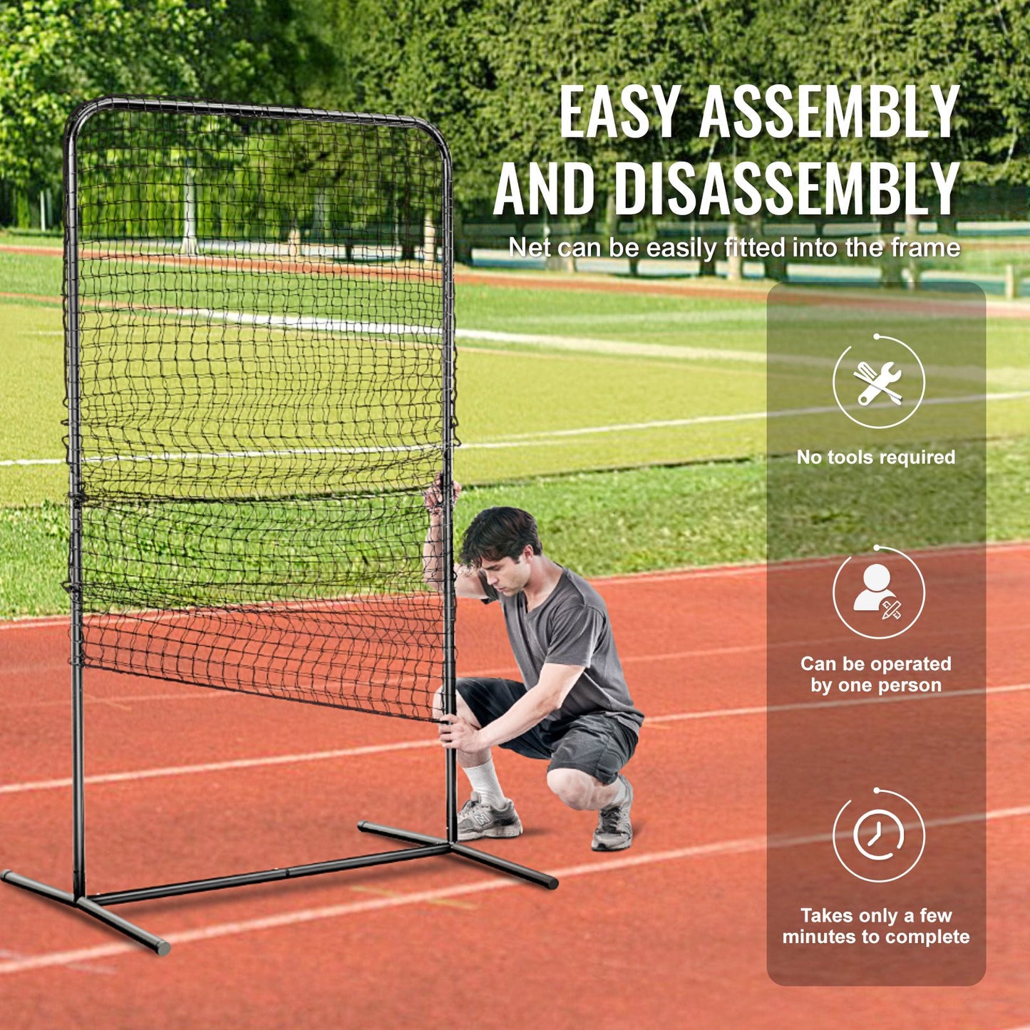 I-Screen Baseball für Batting Cage, 2,1 x 1,2 m Baseball-Softball-Sicherheitsscreen, tragbarer Batting Screen mit Körperschutz, Tragetasche und Bodenpfählen, robustes Pitching-Netz zum Schutz der Pitcher
