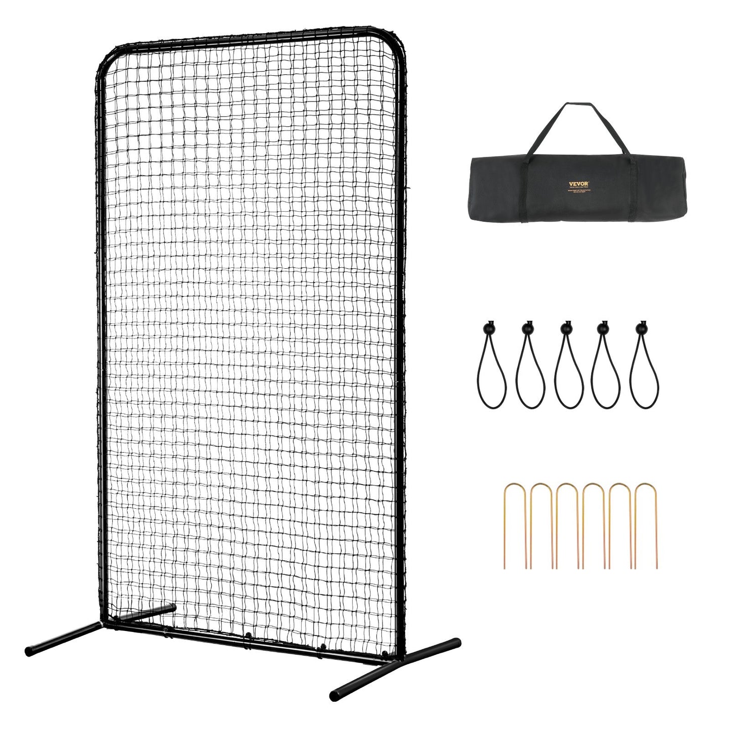I-Screen Baseball für Batting Cage, 2,1 x 1,2 m Baseball-Softball-Sicherheitsscreen, tragbarer Batting Screen mit Körperschutz, Tragetasche und Bodenpfählen, robustes Pitching-Netz zum Schutz der Pitcher