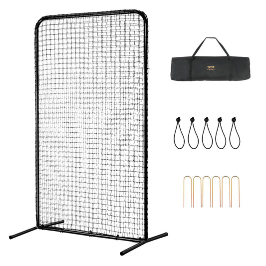 I-Screen Baseball für Batting Cage, 2,1 x 1,2 m Baseball-Softball-Sicherheitsscreen, tragbarer Batting Screen mit Körperschutz, Tragetasche und Bodenpfählen, robustes Pitching-Netz zum Schutz der Pitcher