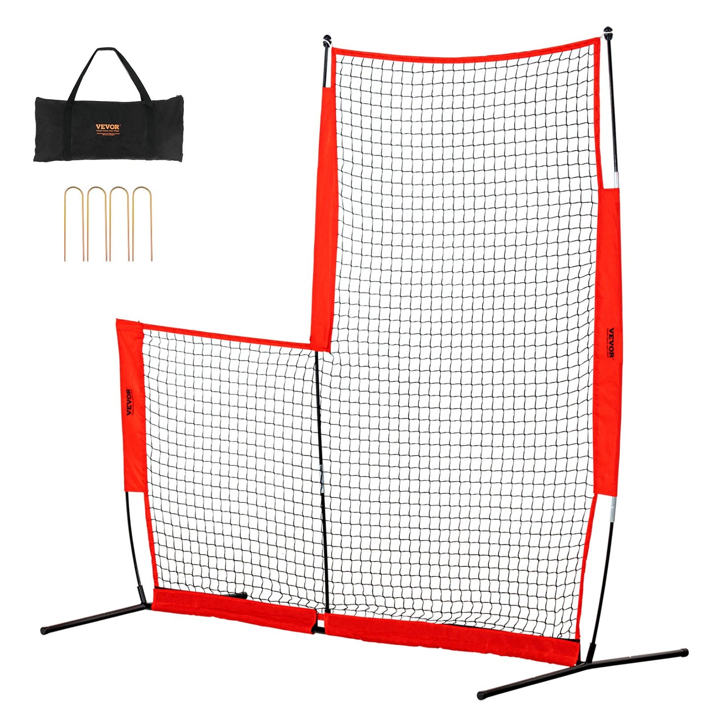 L Screen Baseball for Batting Cage, 7x7 ft Baseball &amp; Softball Safety Screen, Body Protector Portable Batting Screen with Carrying Bag and Ground Stakes, Baseball Pitching Net for Pitchers Protection