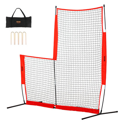 L Screen Baseball for Batting Cage, 7x7 ft Baseball &amp; Softball Safety Screen, Body Protector Portable Batting Screen with Carrying Bag and Ground Stakes, Baseball Pitching Net for Pitchers Protection