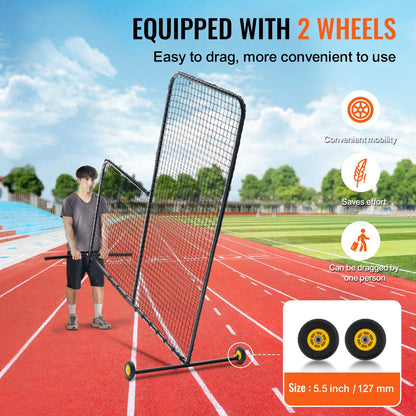 L Screen Baseball för Batting Cage, 7x7 ft Softball Säkerhetsskärm, Body Protector Bärbar Batting Screen med bärväska, Hjul, Ground Stakes, Heavy Duty Pitching Net för Pitchers Protection