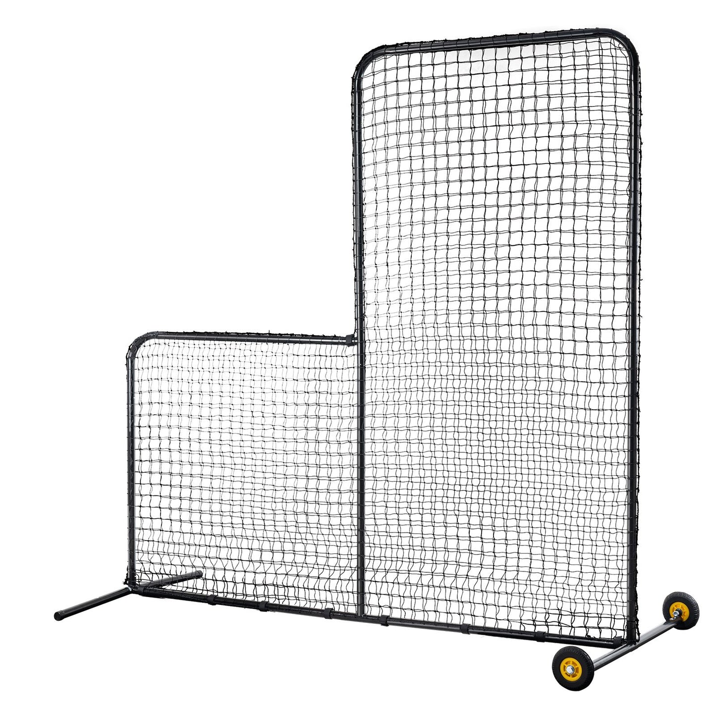 L Screen Baseball för Batting Cage, 7x7 ft Softball Säkerhetsskärm, Body Protector Bärbar Batting Screen med bärväska, Hjul, Ground Stakes, Heavy Duty Pitching Net för Pitchers Protection
