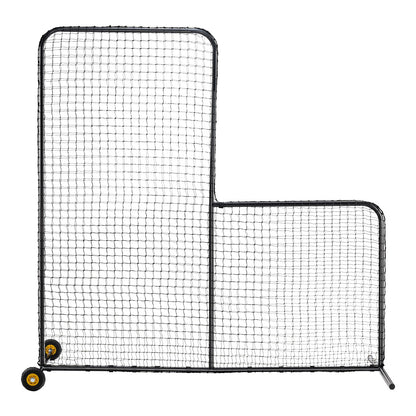 L Screen Baseball för Batting Cage, 7x7 ft Softball Säkerhetsskärm, Body Protector Bärbar Batting Screen med bärväska, Hjul, Ground Stakes, Heavy Duty Pitching Net för Pitchers Protection