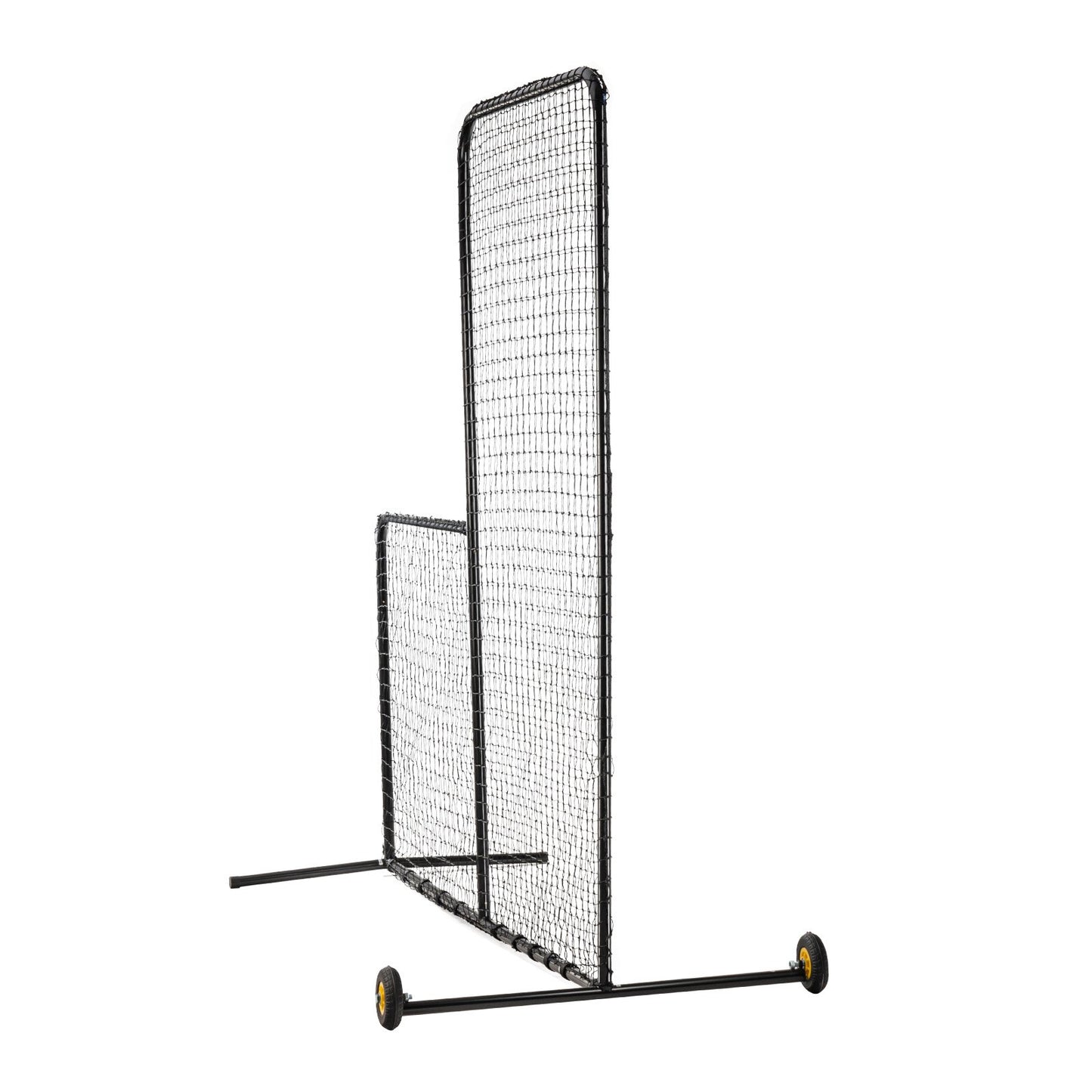 L Screen Baseball för Batting Cage, 7x7 ft Softball Säkerhetsskärm, Body Protector Bärbar Batting Screen med bärväska, Hjul, Ground Stakes, Heavy Duty Pitching Net för Pitchers Protection