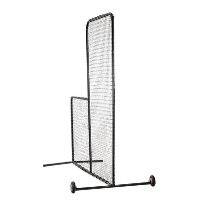 L Screen Baseball för Batting Cage, 7x7 ft Softball Säkerhetsskärm, Body Protector Bärbar Batting Screen med bärväska, Hjul, Ground Stakes, Heavy Duty Pitching Net för Pitchers Protection
