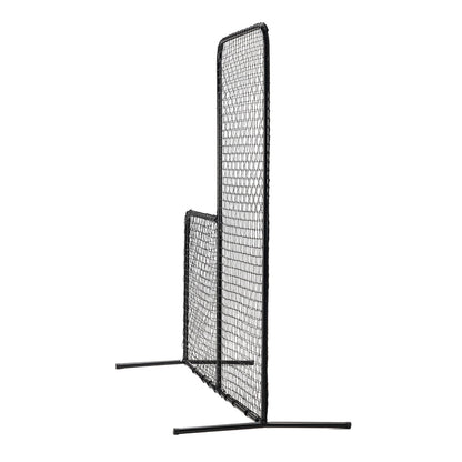 L-Screen-Baseball für Schlagkäfig, 2,1 x 2,1 m großer Baseball-Softball-Sicherheitsscreen, tragbarer Schlagscreen mit Körperschutz, Tragetasche und Bodenpfählen, robustes Pitching-Netz zum Schutz der Pitcher