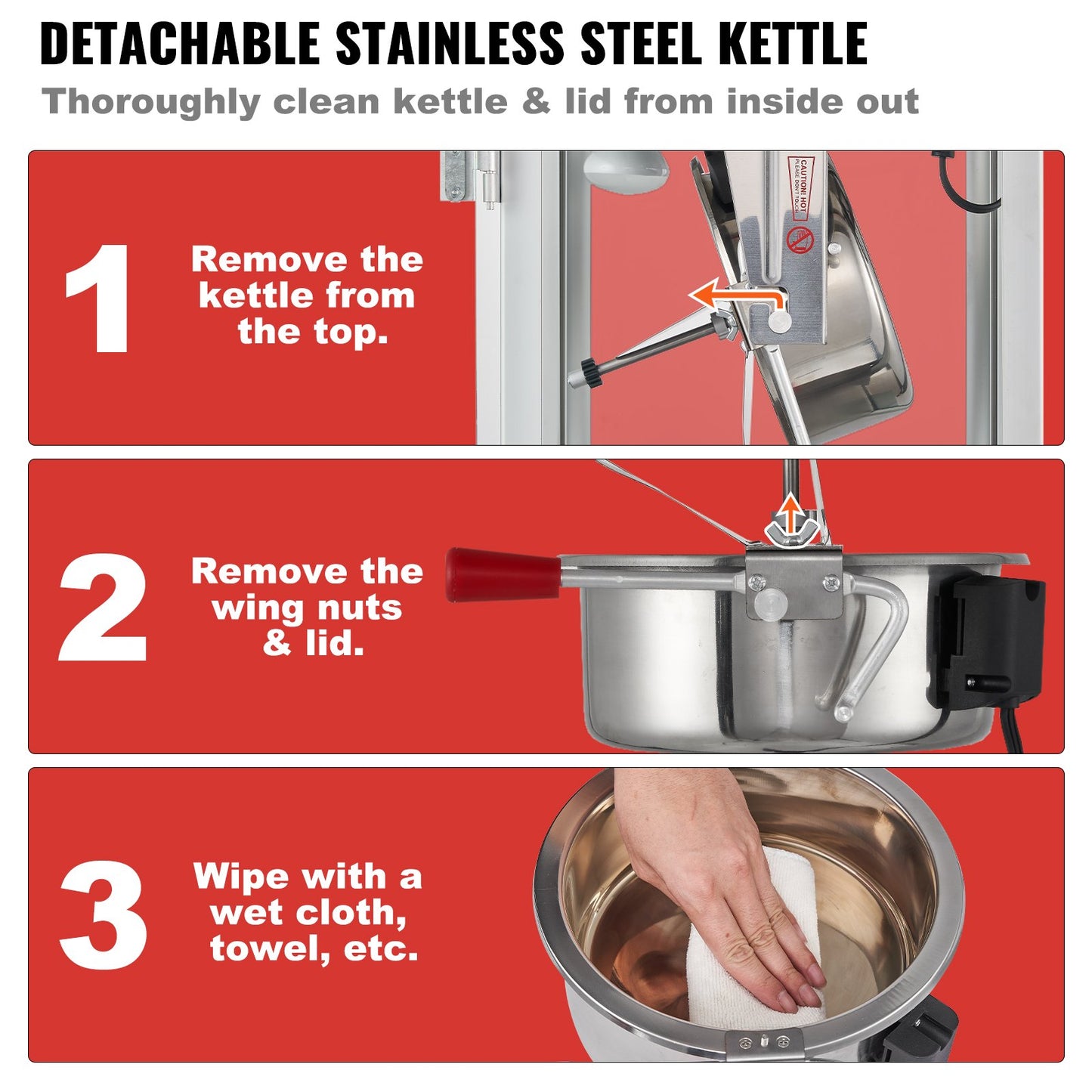 Popcorn Maker, 1440W Popcorn Popper Machine, 12 Oz Kettle Makes 80 Cups per Batch, Countertop Popcorn Maker with Tempered Glass, 3 Stainless Steel Scoops, Movie Theater Style, Red