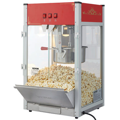 Popcorn Popper Machine Bänkskiva Popcorn Maker 1440W 12 Oz 80 koppar Röd
