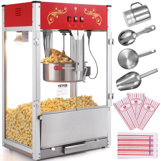 Popcorn Popper Machine Bänkskiva Popcorn Maker 1615W 16 Oz Röd