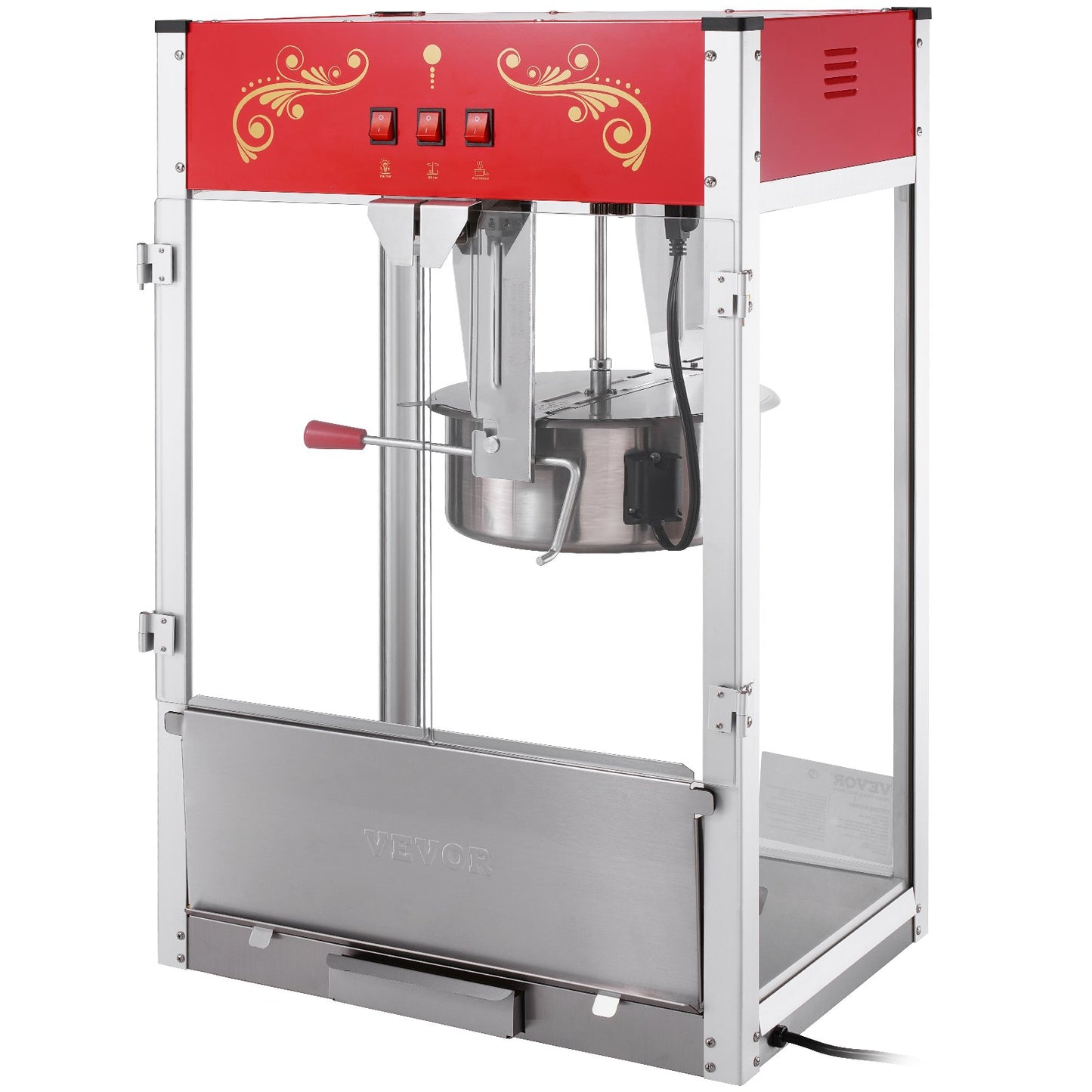 Popcorn Popper Machine Countertop Popcorn Maker 1615W 16 Oz Red