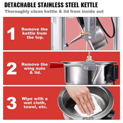 Popcorn Maker, 850W Popcorn Popper Machine, 8 Oz Kettle Makes 48 Cups per Batch, Countertop Popcorn Maker with Tempered Glass, Includes 4 Scoops, Movie Theater Style, Black