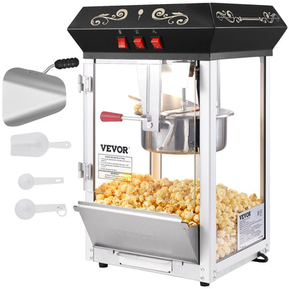 Popcorn Popper Machine Bänkskiva Popcorn Maker 850W 8 Oz 48 koppar Svart