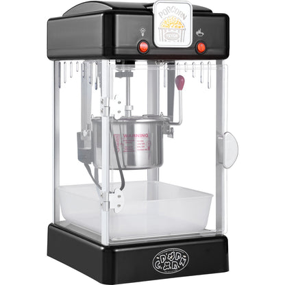 Popcorn Maker, 300W Popcorn Popper Machine, 2.5 Oz Kettle Makes 4 QT per Batch, Tabletop Popcorn Maker with PP Door, Includes 2 Scoops and Tray, Movie Theater Style, Black