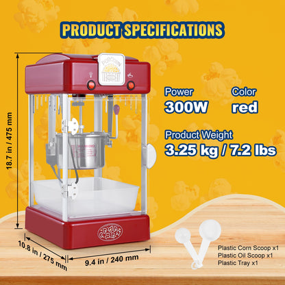 Popcornmaschine Tisch-Popcornmaschine 300W 2,5 oz Rot