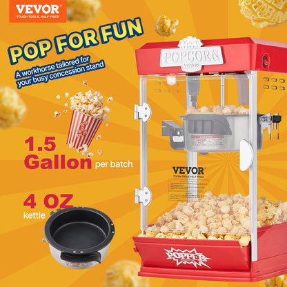 Popcornmaschine Tisch-Popcornmaschine 480W 4 Oz Rot