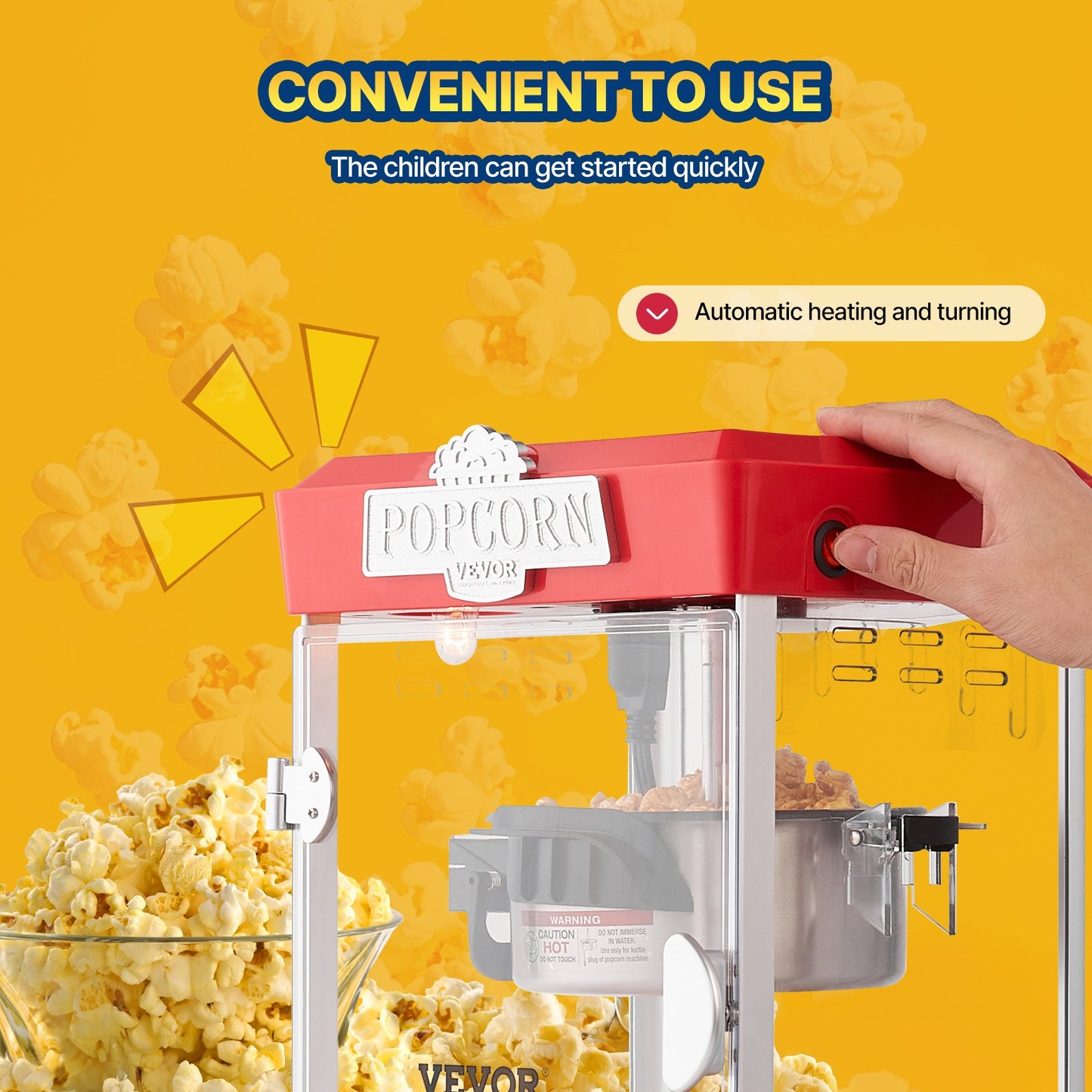 Popcornmaschine Tisch-Popcornmaschine 480W 4 Oz Rot