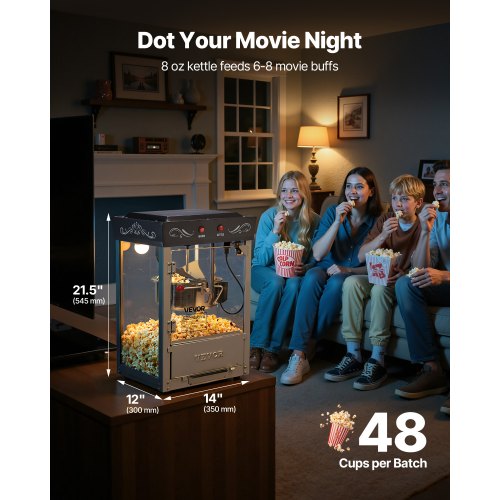 Popcornmaschine, Popcornmaschine für die Arbeitsplatte, 800 W, 0,2 kg Kessel, Schwarz | EU