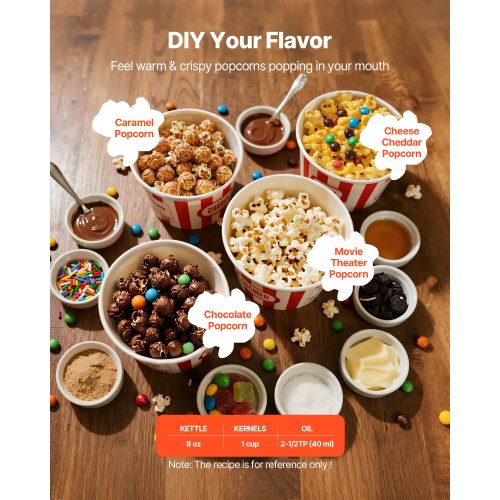 Popcornmaschine, Popcornmaschine für die Arbeitsplatte, 800 W, 0,2 kg Kessel, Schwarz | EU