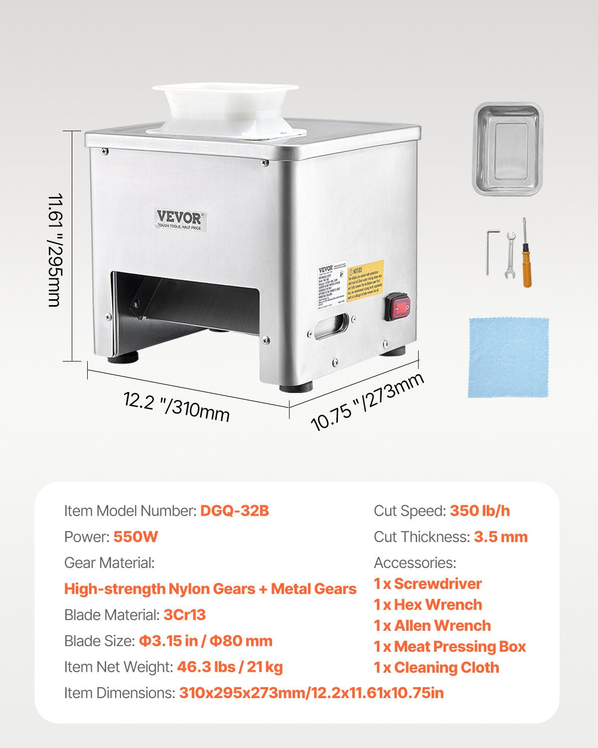 Electric Meat Slicer 550W Commercial Meat Slicer Cutting Machine