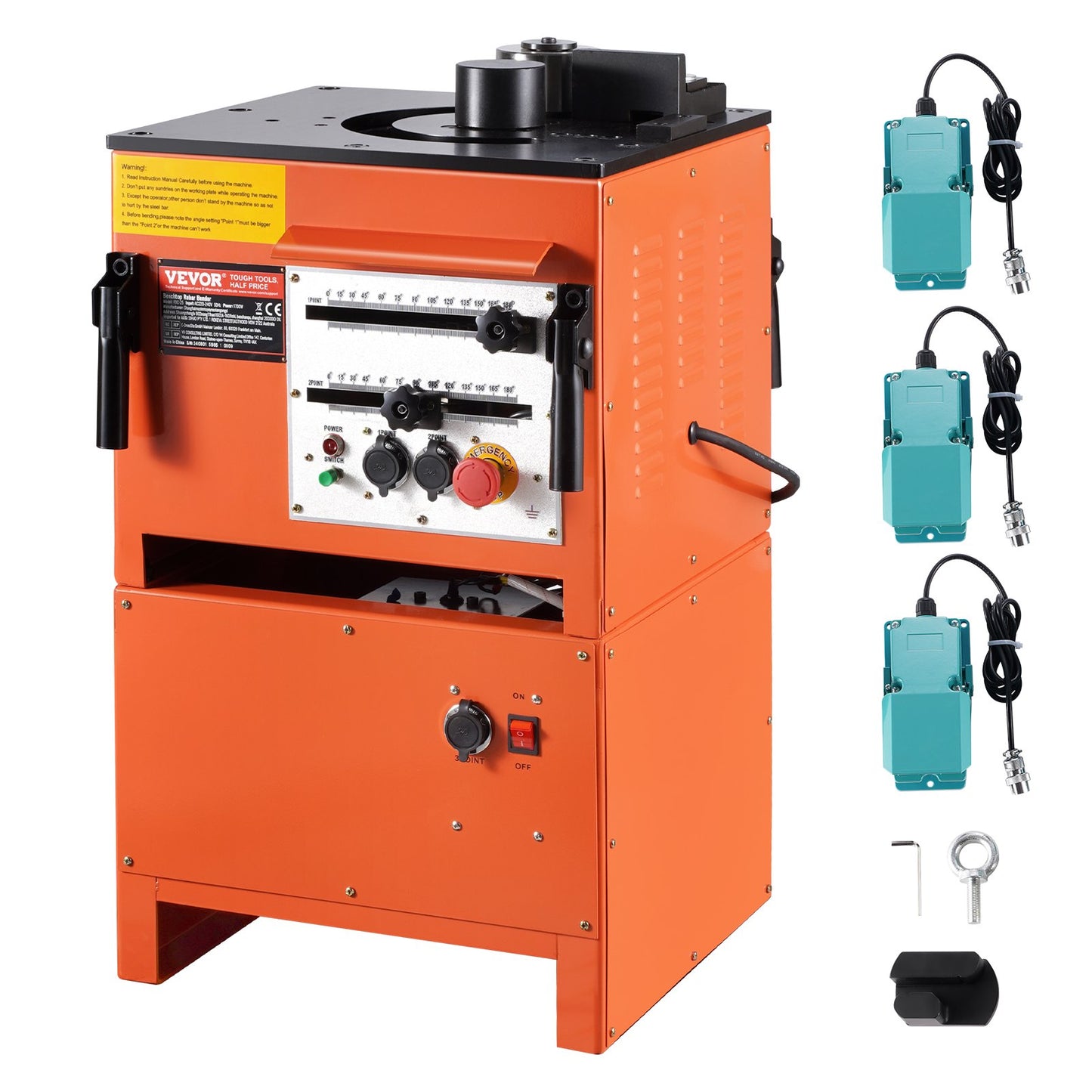 2-in-1 Elektrischer Bewehrungsbieger 1700 W, 3 Winkel bis zu 1 Zoll #8 (4-25 mm)